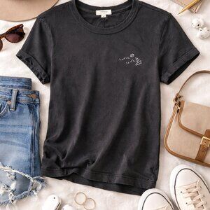 Rag & Bone Embroidered Graphic T-Shirt “Loose Lips Sink Ships” Black Size M